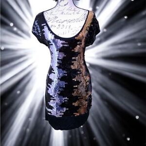 BCBG Maxazria Sequin Gold Silver Dress 🍀